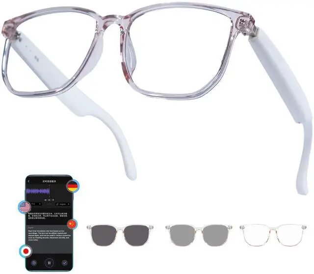 Main image of AI Smart Glasses, 164-Lang Translator, Bluetooth Audio Glasses | Bluetooth audio for hands-free calls and music playback
