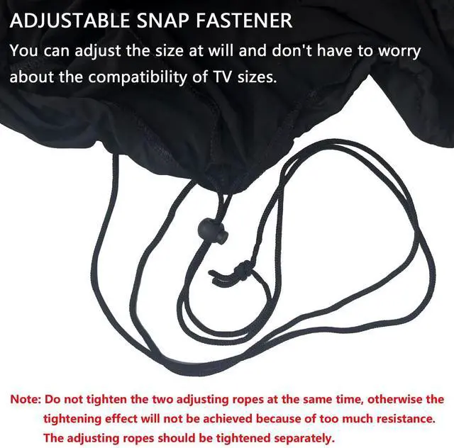 Alt view image 4 of 7 - Indoor TV dust cover, elastic fabric with adjustable size, Suitable for most brands of 76-85 inch flat or curved TVs(Black, 76 - 85 inches)