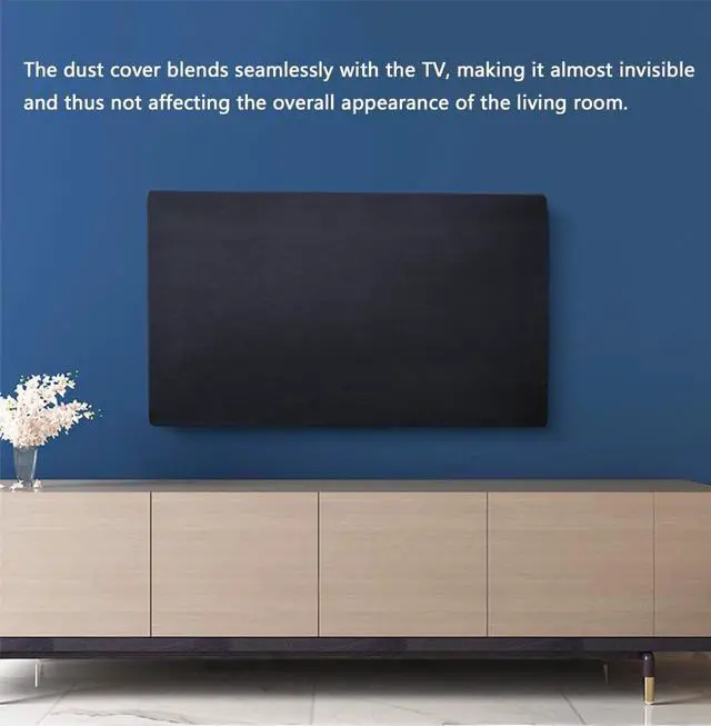 Alt view image 6 of 7 - Indoor TV dust cover, elastic fabric with adjustable size, Suitable for most brands of 76-85 inch flat or curved TVs(Black, 76 - 85 inches)