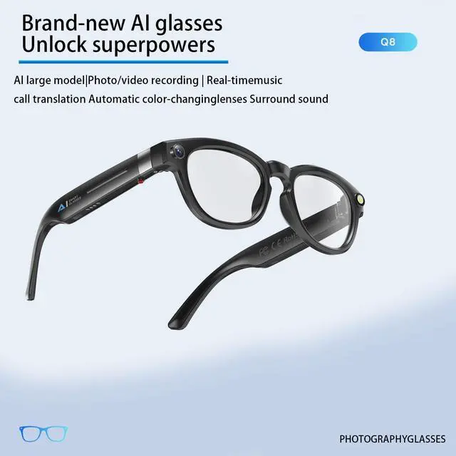 Alt view image 7 of 7 - AI Smart Glasses with 4K Camera Standalone Bluetooth Video Glasses with Audio, Real-Time Translation, Auto-Tint Lenses, 32GB Storage No WiFi Needed for Travel, Outdoor & Daily Wear