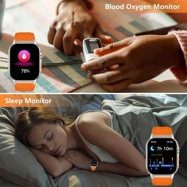 Alt view image 6 of 7 - Smart Watch for Men Women(Dial/Answer Calls), Activity Trackers with Heart Rate/Sleep Monitor, 100 Sports Modes/IP68 Waterproof, 2.01" HD Touchscreen Fitness Watch Compatible with Android iOS (Orange)