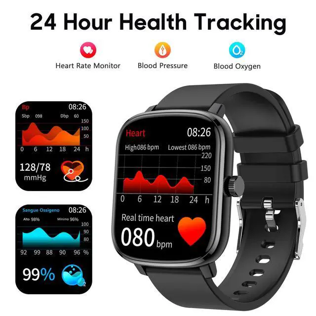 Alt view image 3 of 7 - Smart Watch, 1.69'' Fitness Watch Women Men with Heart Rate, Blood Pressure, Blood Oxygen & Sleep Monitor, 110 Sports Modes Fitness Tracker, Waterproof Pedometer Compatible Android iPhone