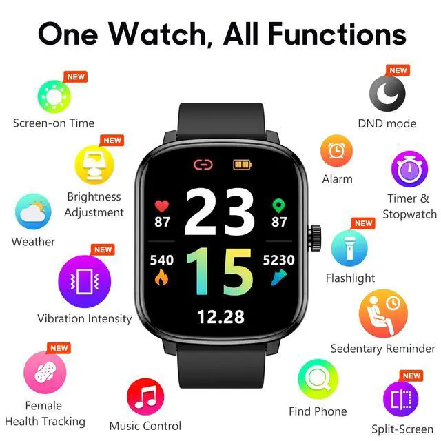 Alt view image 6 of 7 - Smart Watch, 1.69'' Fitness Watch Women Men with Heart Rate, Blood Pressure, Blood Oxygen & Sleep Monitor, 110 Sports Modes Fitness Tracker, Waterproof Pedometer Compatible Android iPhone