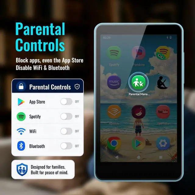 Alt view image 2 of 7 - MP3 Player for Kids with Spotify, Parental Controls, Android 14 | Play Store, Spotify Kids, Audible, Amazon Music, Libby, Eye-Friendly Night Mode, Up to 512GB, Updated M4S
