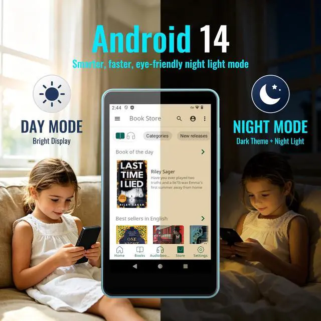 Alt view image 3 of 7 - MP3 Player for Kids with Spotify, Parental Controls, Android 14 | Play Store, Spotify Kids, Audible, Amazon Music, Libby, Eye-Friendly Night Mode, Up to 512GB, Updated M4S