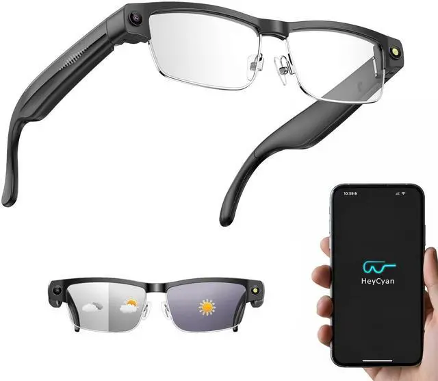 Main image of AI Smart Glasses with 8MP Camera Bluetooth Sunglasses for Men with Real-Time Translation, Voice Assistant, Open-Ear Audio, Auto Photochromic Lenses Lenses