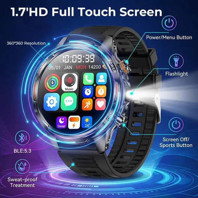 Alt view image 4 of 7 - Smart Watch for Women, 30 Day Battery Life Answer/Make Call Smartwatch, 110+ Activity Modes with 1.7in AMOLED Ultra-Clear Screen Fitness Watches, IP68 Waterproof for Android and iPhones