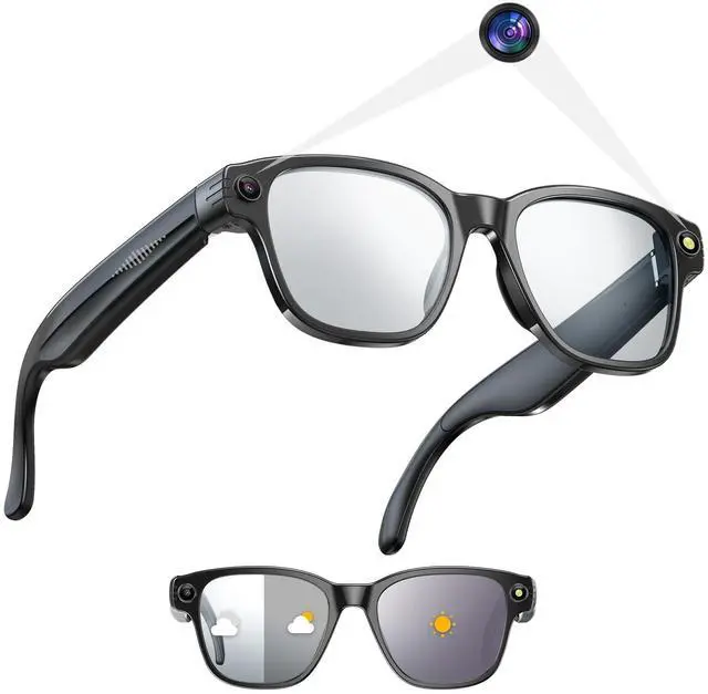 Main image of AI Camera Smart Glasses for Men Women with 8MP, 4K Photo/1200P HD Video Recording, Translation, GPT Voice Assistant, AI Object Recognition, Hands-Free Music/Call,Long Battery Life