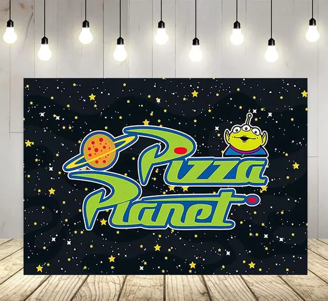 Main image of Pizza Planet Backdrop for Birthday Party Supplies Photo Backgrounds Toy Story Birthday Theme Baby Shower Banner 59x38in yellow