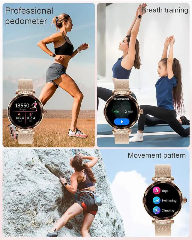 Alt view image 4 of 6 - Smart Watches for Women(Answer/Make Call), 1.19" AMOED Smartwatch for Android iPhone,Fitness Tracker with 120+ Sport Modes, IP68 Waterproof, Heart Rate/Sleep/Spo2 Monitor, Activity Tracker Rose Gold
