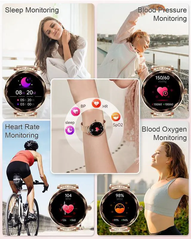 Alt view image 3 of 6 - Smart Watches for Women(Answer/Make Call), 1.19" AMOED Smartwatch for Android iPhone,Fitness Tracker with 120+ Sport Modes, IP68 Waterproof, Heart Rate/Sleep/Spo2 Monitor, Activity Tracker Rose Gold