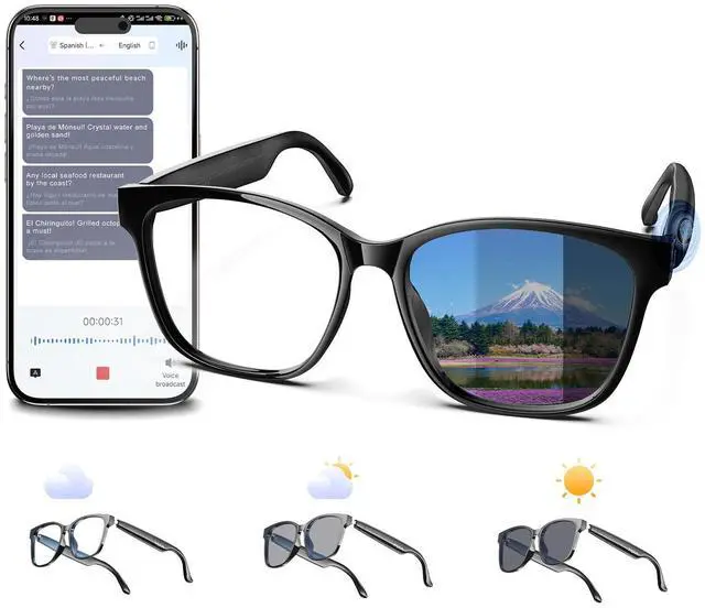 Main image of S7Ultra Auto-Tinting Smart Audio Glasses with Translation Support | Auto-Tinting UV400 Lenses, Prescription Lens Replaceable, 144-Language AI Translation, Open-Ear Audio & Calls