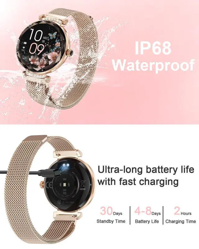 Alt view image 6 of 6 - Smart Watches for Women(Answer/Make Call), 1.19" AMOED Smartwatch for Android iPhone,Fitness Tracker with 120+ Sport Modes, IP68 Waterproof, Heart Rate/Sleep/Spo2 Monitor, Activity Tracker Rose Gold