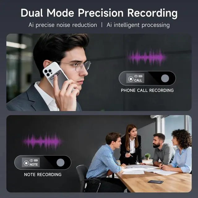 Alt view image 4 of 7 - AI Voice Recorder, 64GB Intelligent Recorder Transcriber AI Note Taker | App Control, Supports 80+ Languages, Transcribe & Summarize, Audio Recorder for Lectures, Meetings, Call, Interview