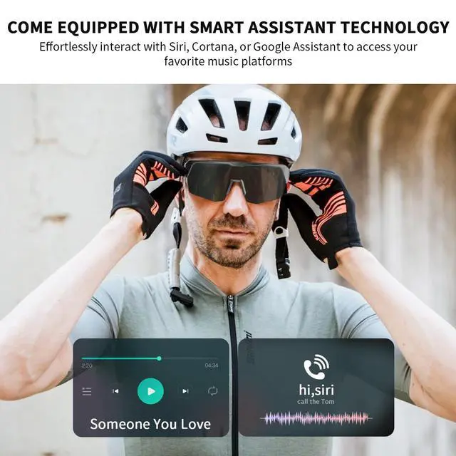 Alt view image 3 of 7 - Cycling Smart Glasses with Open-Ear Bluetooth Audio Sunglasses | Polarized UV Protection Sunglasses, HD Open-Ear Speakers, Built-In Mic, Voice Assistant for Cycling, Running and Outdoor