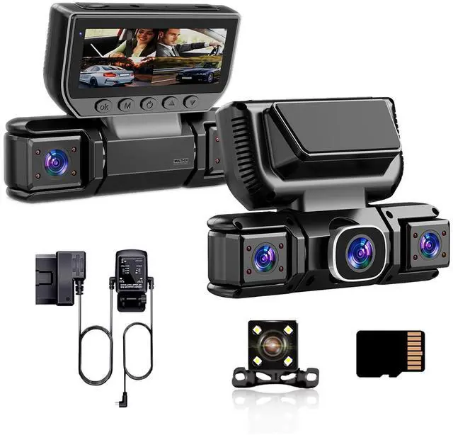 Main image of 4 Channel Dash Cam Front & Rear for Cars with Radar,2K FHD & WDR Night | Dash Cam Include Free ODBII Hardwire 24/7 Parking Surveillance,360° Camera with WiFi,Loop Record,WDR Night