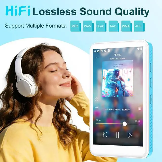 Alt view image 5 of 7 - 160GB MP3 Player with Bluetooth and WiFi D08 Music Player with Spotify,Pandora,Audible,FM Radio, 4" Touchscreen, Built-in Speaker, Android 13.0 MP4 Player Supports Play Store