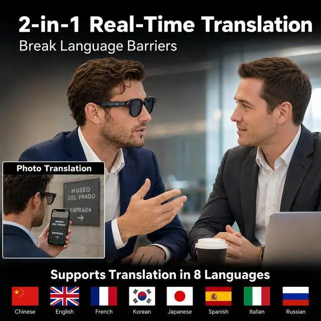 Alt view image 3 of 7 - Smart Glasses with Camera, Bluetooth AI Sunglasses for Travel