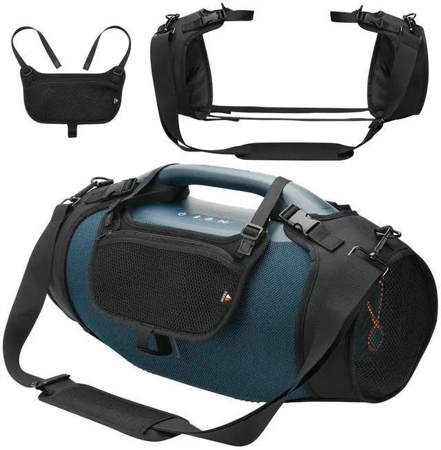 Main image of Travel Carrying Strap Cover Compatible with JBL Boombox 4 Portable Speaker, Two Sides Mesh Cover Protective Case Carrier with Shoulder Strap and Accessory Pouch
