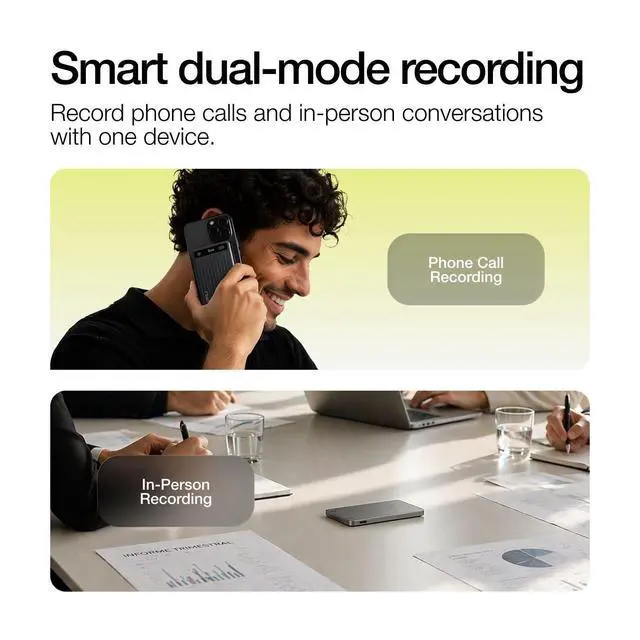 Alt view image 4 of 7 - AI Voice Recorder 64GB, Note Taking Device, Wireless Charging GPT 5.5 | German Design Slim Transcribes for Meetings, Lectures & Calls, MindMaps, Summaries, Translates 125 Languages, App-Controlled