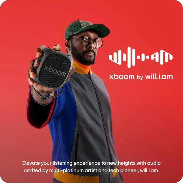 Alt view image 3 of 7 - xboom Rock by will.i.am, Portable Outdoor Bluetooth Speaker, up to 10 Hours, IP67 Dust and Water Resistant, Adjustable Mounting Cord, Black