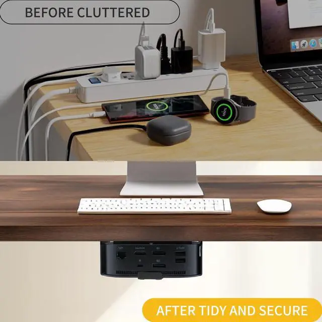 Alt view image 6 of 7 - Under Desk Mount Holder for HP USB-C Dock G5,Under-Desk Iron Storage Rack Specifically Designed for HP USB-C Thunderbolt Dock G5,Easy Install with All Hardware Included(Black Holder Only)