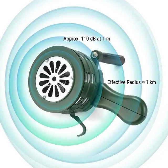 Alt view image 4 of 7 - Hand Crank Siren Horn, Hand Loud Crank, Emergency Safety Manual Siren, Portable Hand Held Siren Horns Alarm, Loud Mechanical Alarm for Factory, School & Outdoor Use
