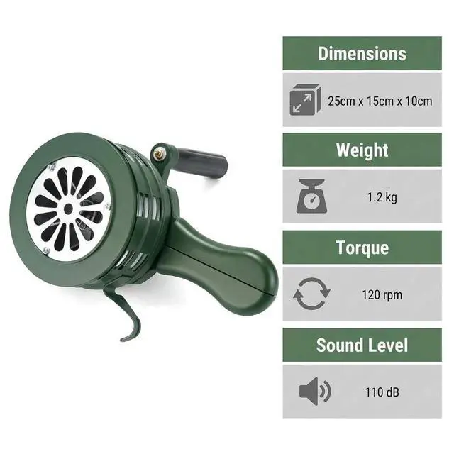 Alt view image 6 of 7 - Hand Crank Siren Horn, Hand Loud Crank, Emergency Safety Manual Siren, Portable Hand Held Siren Horns Alarm, Loud Mechanical Alarm for Factory, School & Outdoor Use