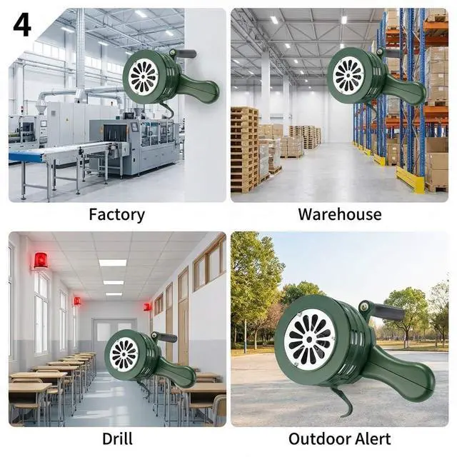 Alt view image 7 of 7 - Hand Crank Siren Horn, Hand Loud Crank, Emergency Safety Manual Siren, Portable Hand Held Siren Horns Alarm, Loud Mechanical Alarm for Factory, School & Outdoor Use