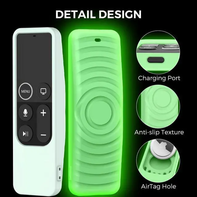 Alt view image 3 of 7 - Protective Case for Apple TV 4K Siri Remote 3rd & 2nd Gen | with AirTag Holder, Magnet Technology, Lanyard Included, Great Grip, Heavy Shock Absorption, Drop Protection