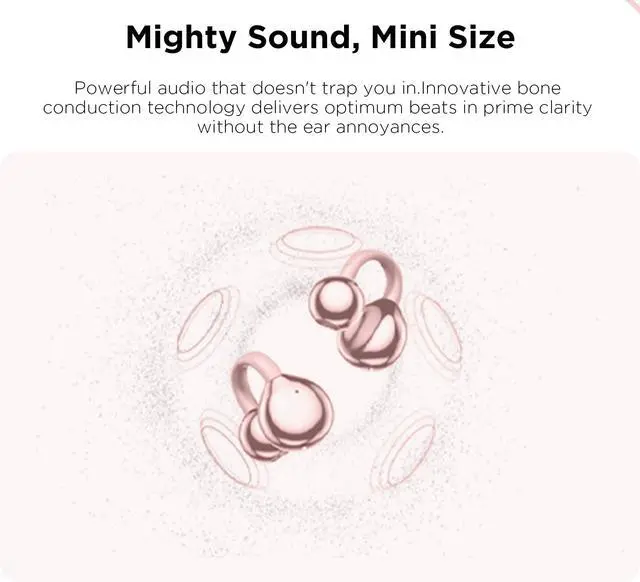 Alt view image 5 of 7 - Clip-On Open Ear Earbuds with Detachable Crystal Butterfly Earrings | Bluetooth 6.0 Wireless Headphones for Women, 60H Playtime, Comfortable Fit for Small Ears, Sports, Glasses Wearers,Rose Gold
