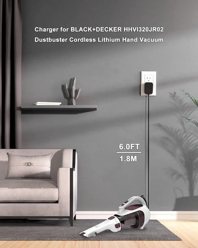 Alt view image 5 of 5 - AC Adapter Charger for Black and Decker Floor Sweeper HFS413J33 HFS115J10 Power
