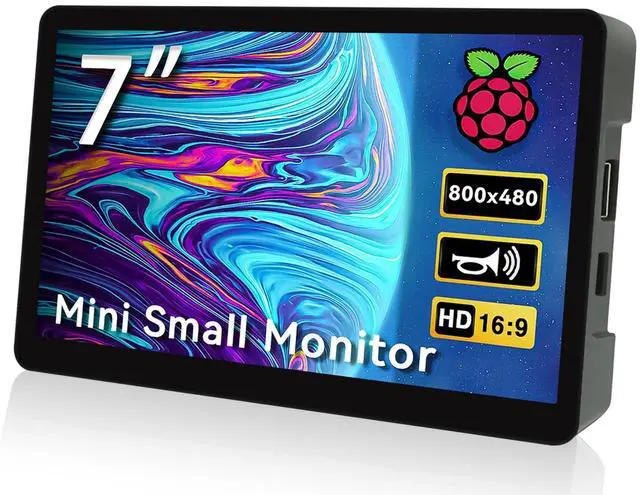 Main image of 7 Inch Raspberry Pi Screen 800x480 Small HDMI Monitor with Case, LCD Screen Display for Raspberry Pi 5/4/3/2/ Jetson Nano Win11/10/8/7, Dual Speakers, Non-Touch