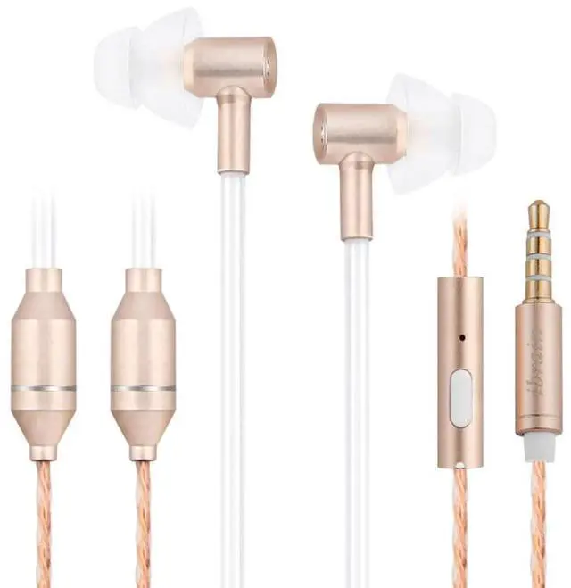 Main image of Air Tube Headphones EMF Free Airtube Earbuds Wired Air Tube Headset with Microphone in Ear Earphones Noise Cancelling for Safe Listening - Gold