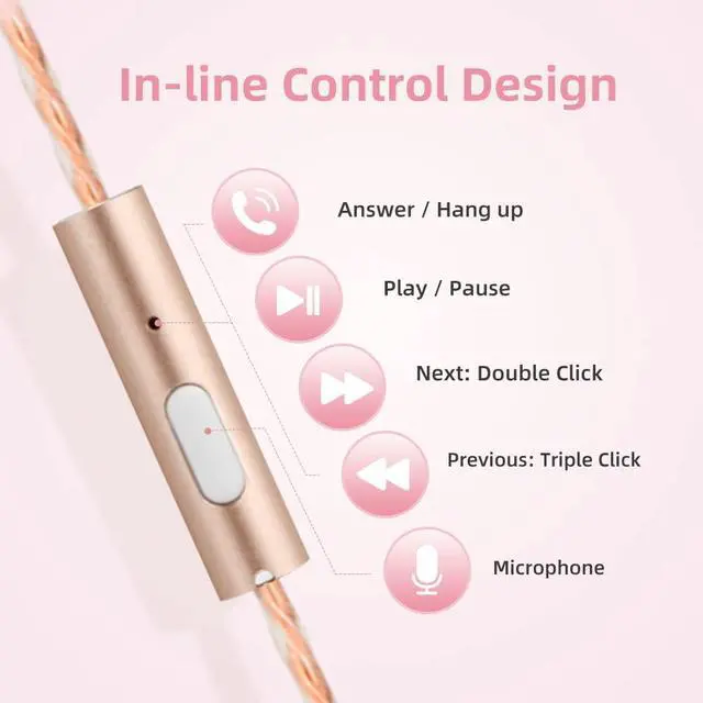 Alt view image 6 of 7 - Air Tube Headphones EMF Free Airtube Earbuds Wired Air Tube Headset with Microphone in Ear Earphones Noise Cancelling for Safe Listening - Gold