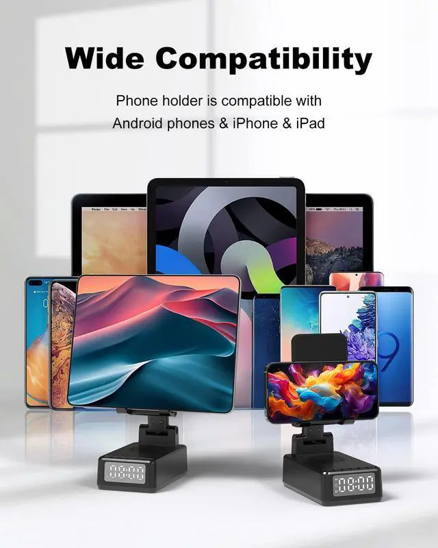 Alt view image 5 of 7 - Gifts for Men,Wireless Phone Charger Stand with Bluetooth Speaker & Alarm | Nightstand Wireless iPhone Charging Station Phone Stand for Home Office Desk,Cool Tech Gadgets Birthday Gifts for Men Women
