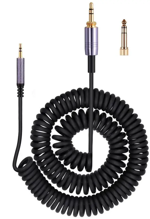 Main image of Coiled Audio Cable for Bose QuietComfort Ultra, QC45, QC35, QC25 Headphones | 2.5mm to 3.5mm(1/8") Extension Aux Cord with 6.35mm Adapter, 4ft to 14ft Long