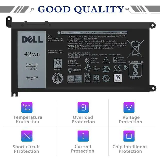 Alt view image 5 of 6 - DELL WDX0R Notebook Battery for Dell Inspiron 15 7579 7573 7560 7569 7570 5565 5567 5568 5570 5578 5579 7586 13 7368 7378 5368 5378 5379 17 5765 5767 5775 Latitude 3490 3590 P66F P58F P32E11.4V 42Wh