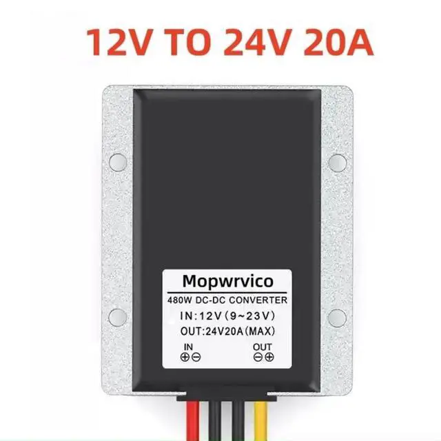 Alt view image 2 of 7 - DC-DC Boost Converter 12V to 24V 20A 480W Waterproof | Step-up voltage regulator power supply module, Ideal for golf cart, club car, boat, truck and other vehicles
