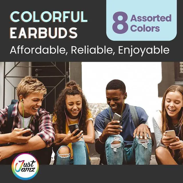 Alt view image 2 of 7 - Earbuds Bulk Bits, 30 Pack | Multicolored Earbuds Pack, in-Ear 3.5mm Stereo in-Ear Headphones, Ear Buds Bulk, Disposable Headphones, Multi-Color Earphones | School, Classroom, Library