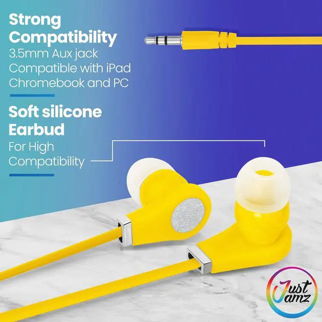 Alt view image 6 of 7 - Earbuds Bulk Bits, 30 Pack | Multicolored Earbuds Pack, in-Ear 3.5mm Stereo in-Ear Headphones, Ear Buds Bulk, Disposable Headphones, Multi-Color Earphones | School, Classroom, Library