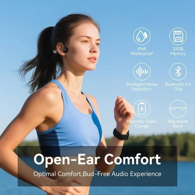 Alt view image 3 of 7 - Swimming Headphones,Bone Conduction Headphones Bluetooth 5.4,IP68 Waterproof,32G Memory Sports Headphone,Underwater Headphone with MP3-Player for Swim,Open Earphones for Swimming Running