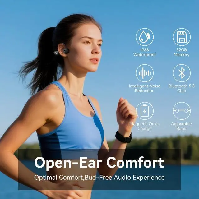 Alt view image 5 of 7 - Swimming Headphones,Bone Conduction Headphones Bluetooth 5.4,IP68 Waterproof,32G Memory Sports Headphone,Underwater Headphone with MP3-Player for Swim,Open Earphones for Swimming Running