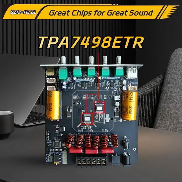 Alt view image 5 of 7 - Bluetooth Digital Amplifier Board, 160W×2+220W Subwoofer 2.1 Channel Audio Receiver Power Amplifier Module with Treble and Bass Control for DIY Speakers-HT21