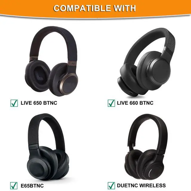 Alt view image 2 of 7 - Earpads for JBL E65/Live 650BTNC/660NC Headphones (Black) | Also for JBL E65/ Duet NC/Live 660/770 /780BTNC,Replacement Ear Cushions with Softer Leather, Noise Isolation Foam