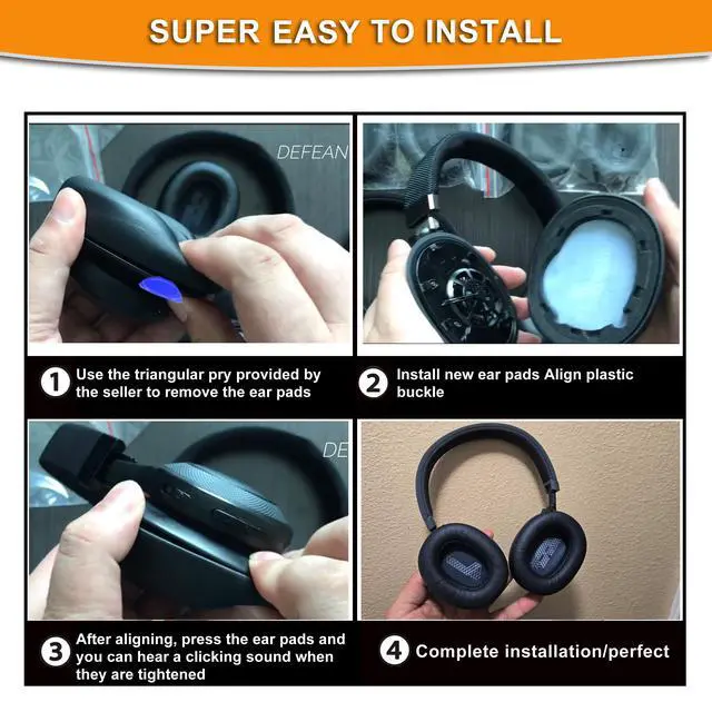 Alt view image 3 of 7 - Earpads for JBL E65/Live 650BTNC/660NC Headphones (Black) | Also for JBL E65/ Duet NC/Live 660/770 /780BTNC,Replacement Ear Cushions with Softer Leather, Noise Isolation Foam