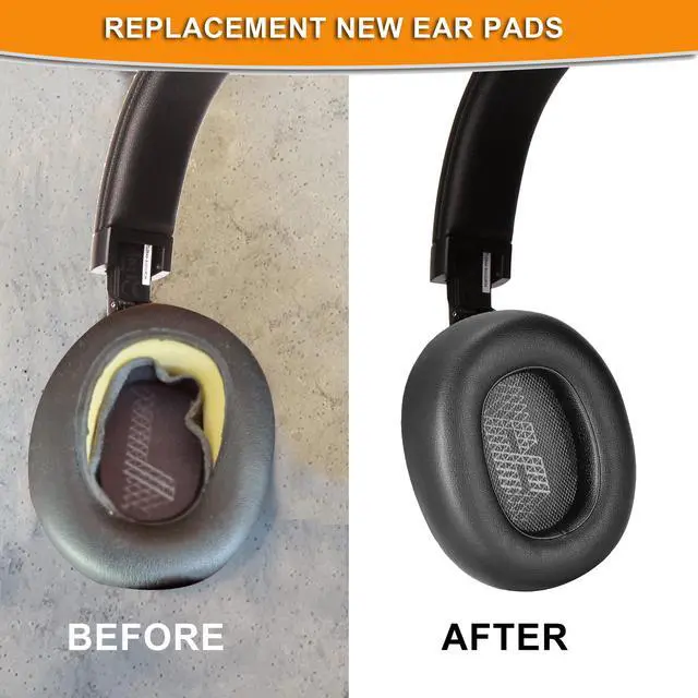 Alt view image 4 of 7 - Earpads for JBL E65/Live 650BTNC/660NC Headphones (Black) | Also for JBL E65/ Duet NC/Live 660/770 /780BTNC,Replacement Ear Cushions with Softer Leather, Noise Isolation Foam