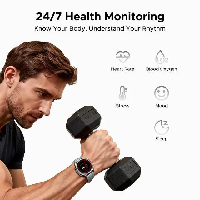 Alt view image 6 of 7 - ANYWISE W1 LITE Smart Watches for Men, 1.43''AMOLED Mens Smart Watch for Android/iOS, 5ATM Waterproof Fitness, 170+ Sports Modes, Answer/Make Calls/12 Days Battery/Heart Rate/Sleep Monitor