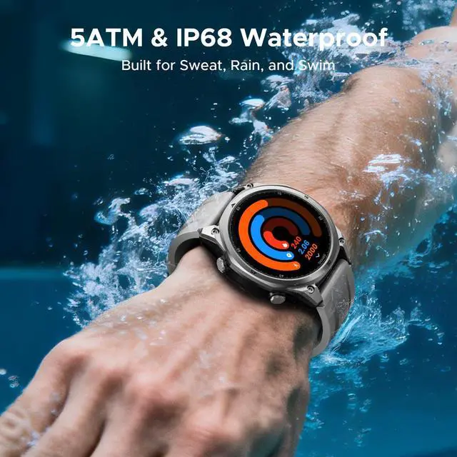 Alt view image 7 of 7 - ANYWISE W1 LITE Smart Watches for Men, 1.43''AMOLED Mens Smart Watch for Android/iOS, 5ATM Waterproof Fitness, 170+ Sports Modes, Answer/Make Calls/12 Days Battery/Heart Rate/Sleep Monitor