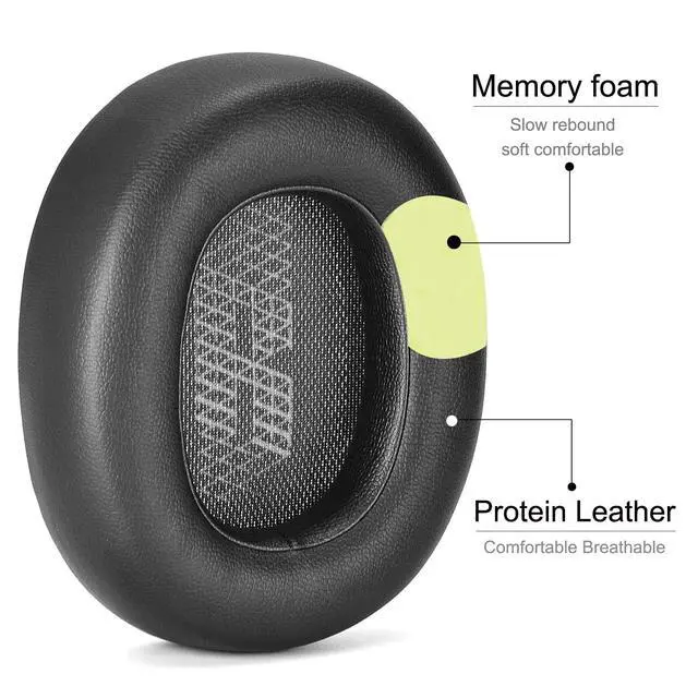 Alt view image 5 of 7 - Earpads for JBL E65/Live 650BTNC/660NC Headphones (Black) | Also for JBL E65/ Duet NC/Live 660/770 /780BTNC,Replacement Ear Cushions with Softer Leather, Noise Isolation Foam